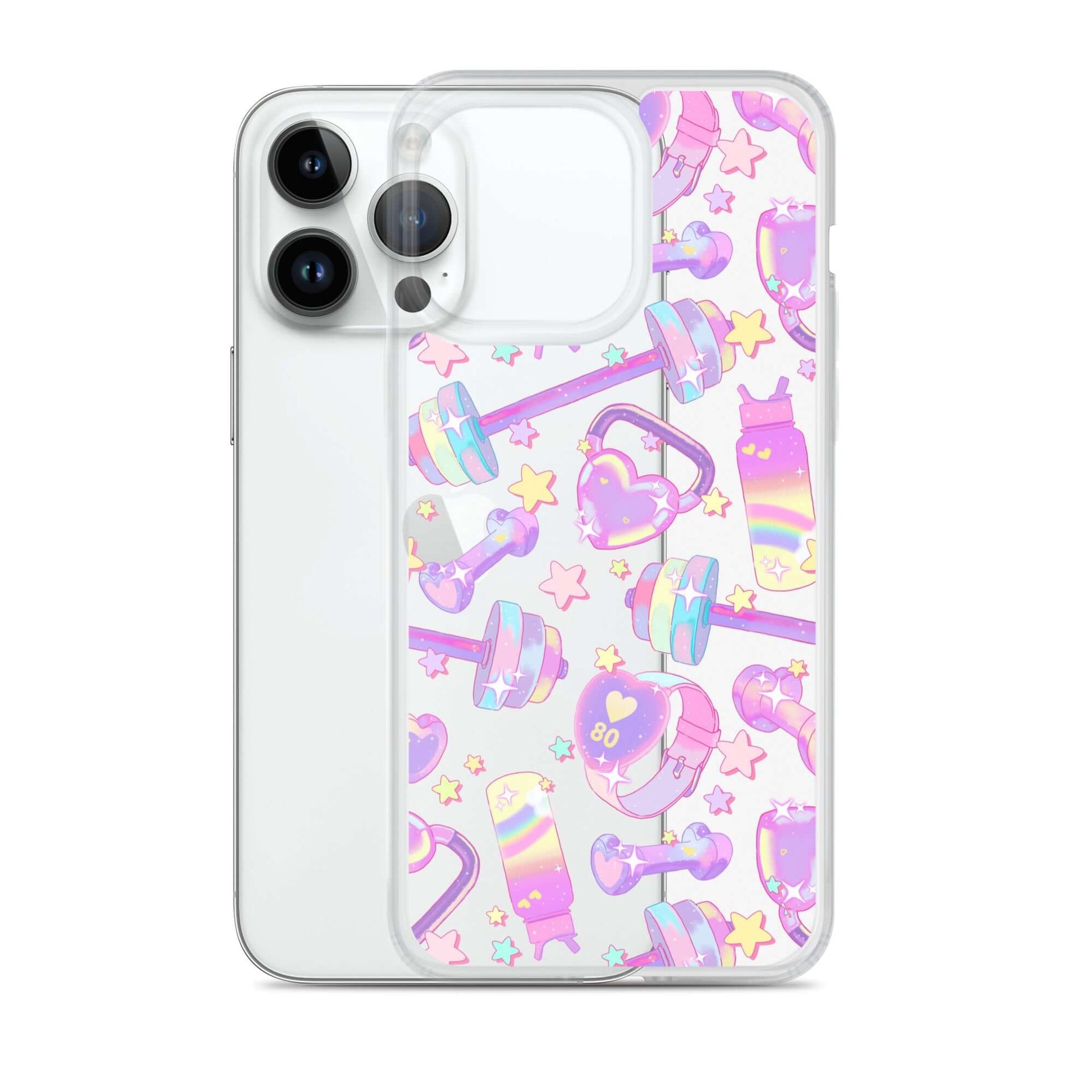 Protect your phone in style with the Glitter Gains iPhone® Clear Case featuring a fun, colorful design.