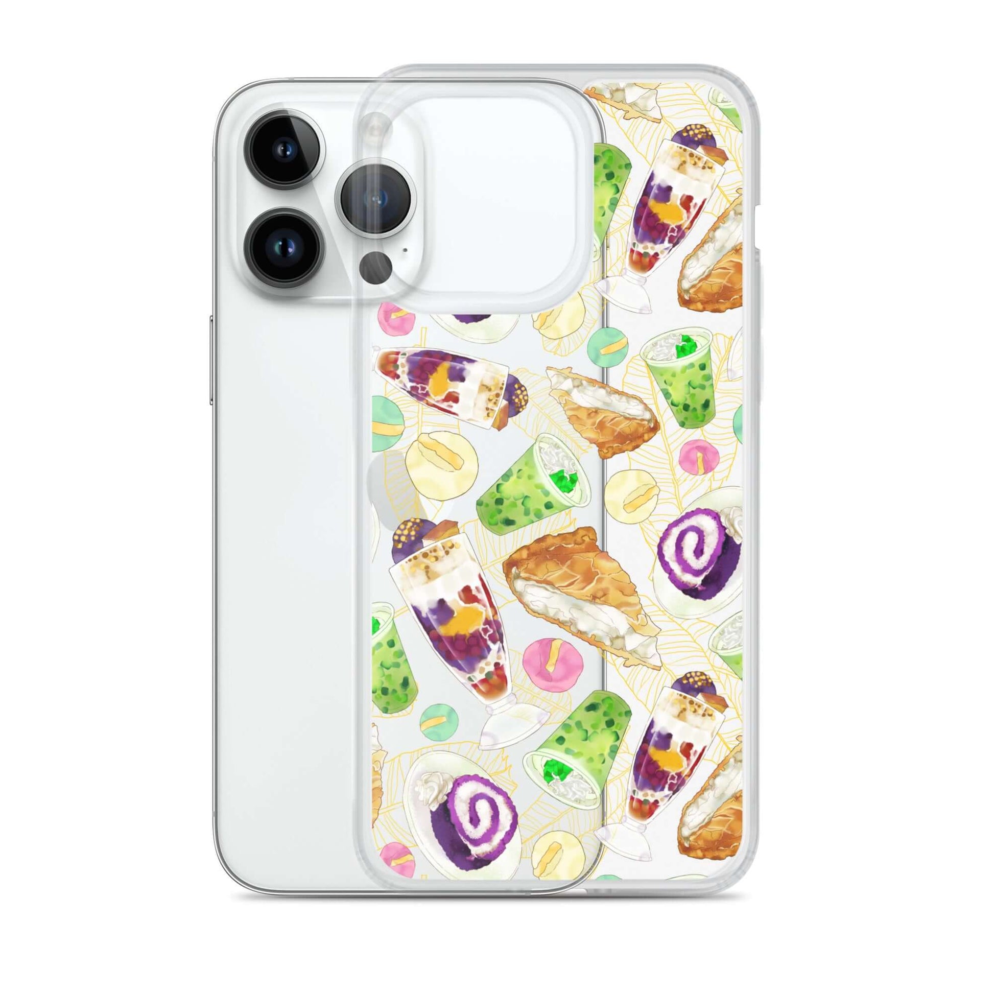 Showcase your love for sweets with the Filipino Dessert iPhone® Clear Case featuring delicious ube rolls and halo-halo.