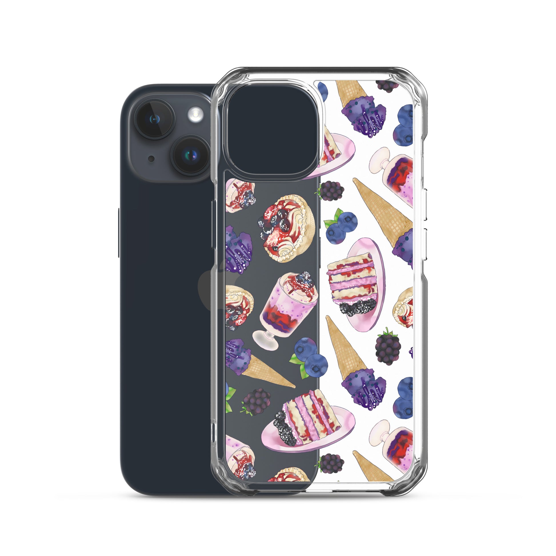 Sleek Berry iPhone® Clear Case showcases fun dessert graphics while protecting against scratches and dirt.