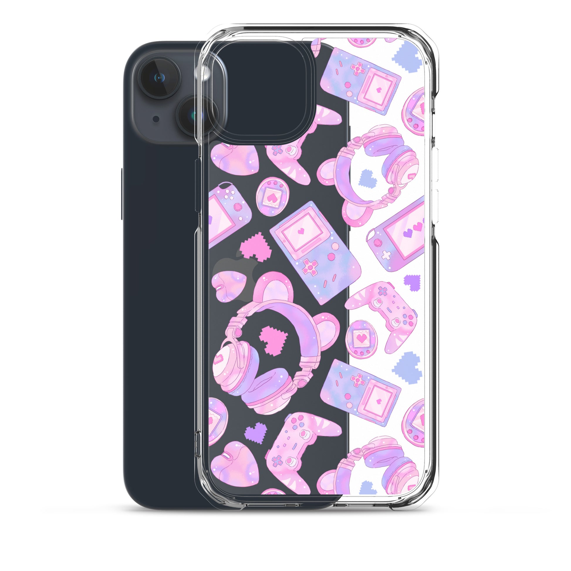 Stylish Gamer Girl iPhone® Clear Case featuring cute gaming graphics, perfect for protection and style.