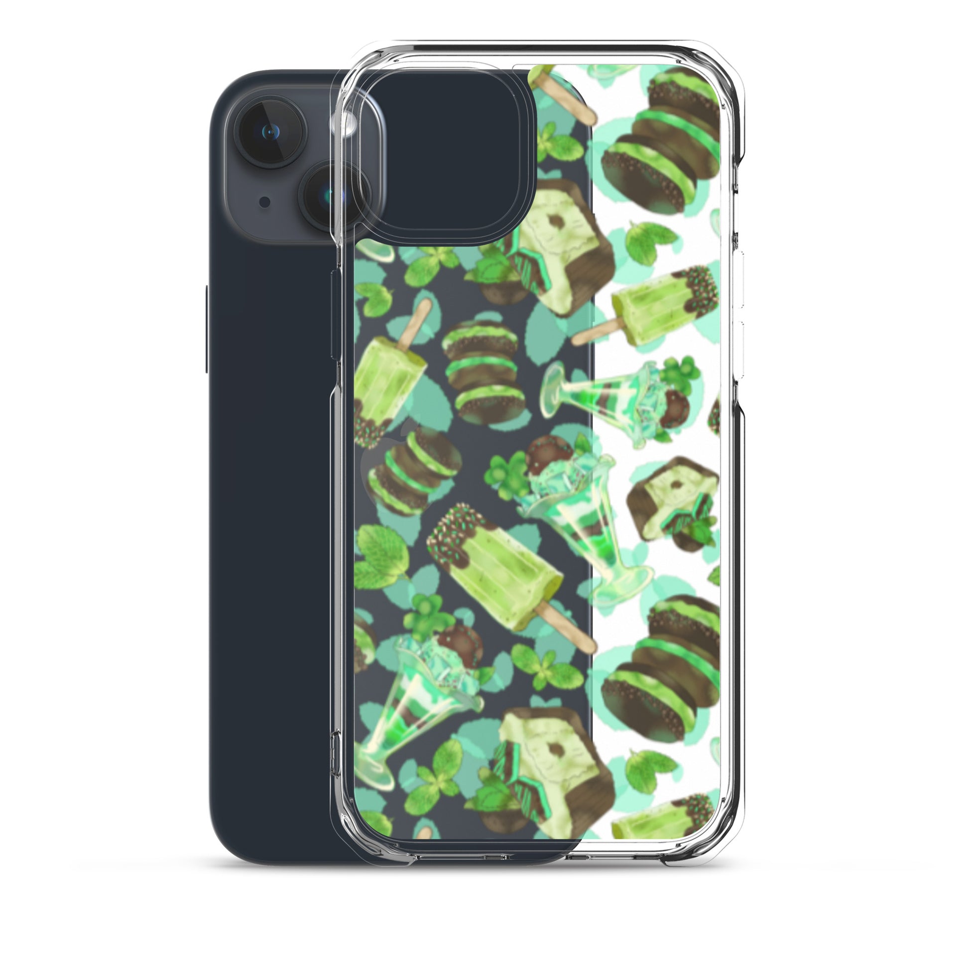 Choco Mint iPhone® Clear Case features a stylish design, offering protection against scratches and dirt for your device.