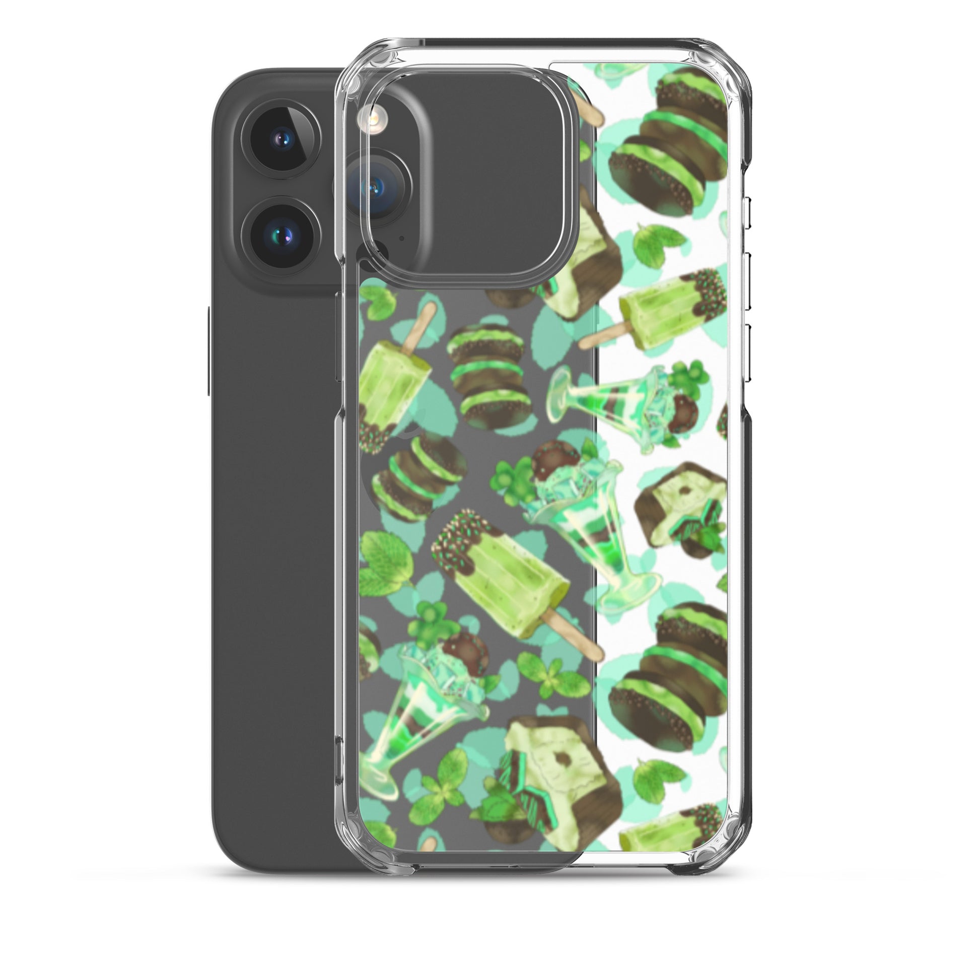 Choco Mint iPhone® Clear Case features a stylish design, protecting your phone from scratches and dirt effortlessly.