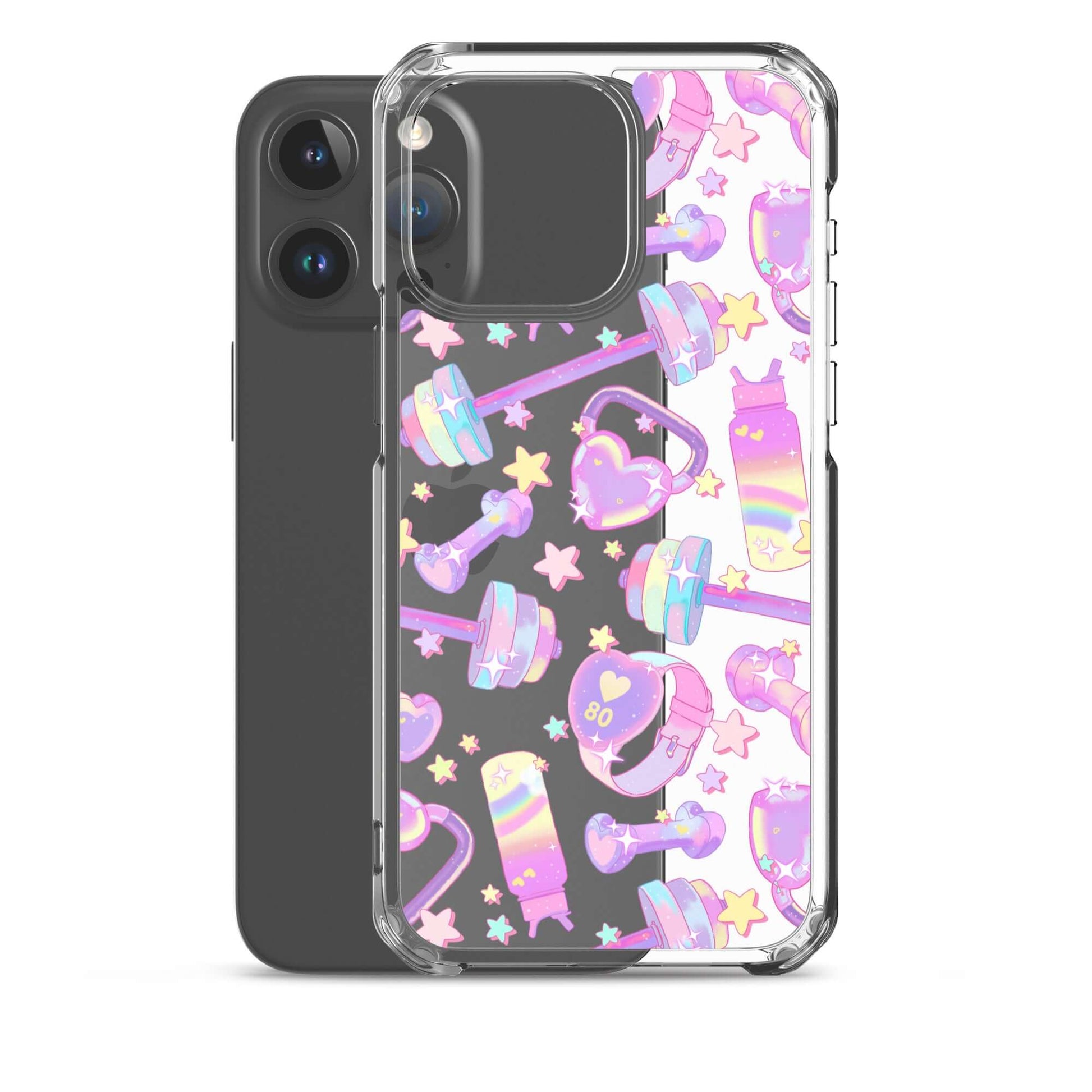 Protect your iPhone® stylishly with the Glitter Gains iPhone® Clear Case, featuring flexible sides and a solid back.