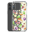Colorful Filipino Dessert iPhone® Clear Case featuring ube rolls and halo-halo, perfect for sweet tooth enthusiasts.