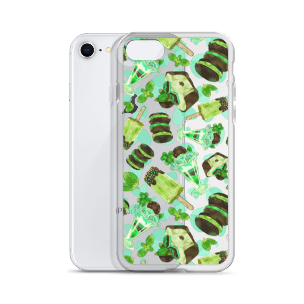 Sleek Choco Mint iPhone® Clear Case featuring a fun design, protecting against scratches and dirt effortlessly.