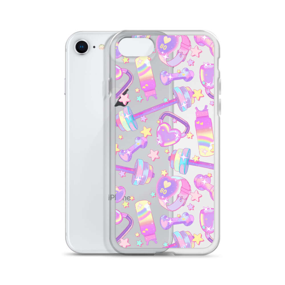 Sleek Glitter Gains iPhone® Clear Case featuring a fun design, offering protection from scratches and dirt.