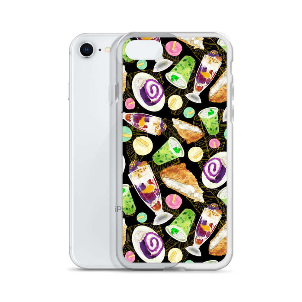 Colorful Filipino Dessert iPhone® Clear Case features ube rolls and halo-halo for a sweet touch to your phone.
