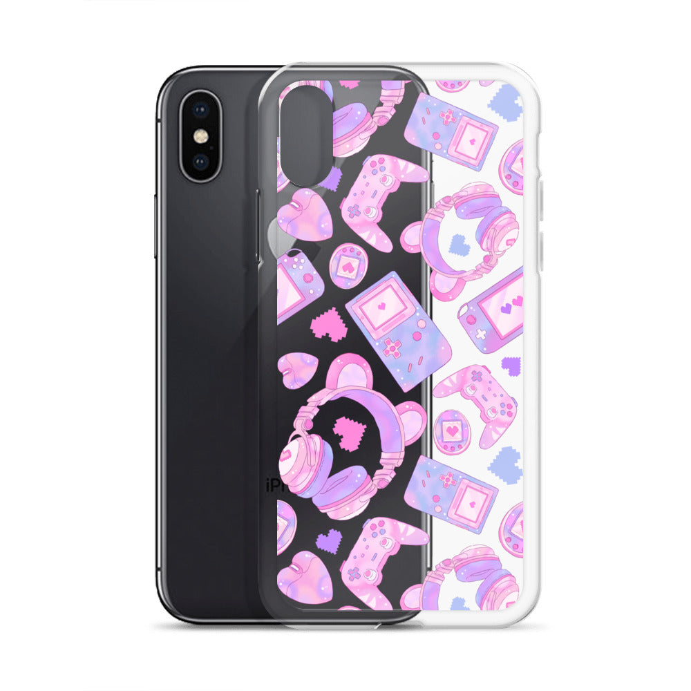 Sleek Gamer Girl iPhone® Clear Case featuring cute gaming graphics, protecting your phone from scratches and dirt.
