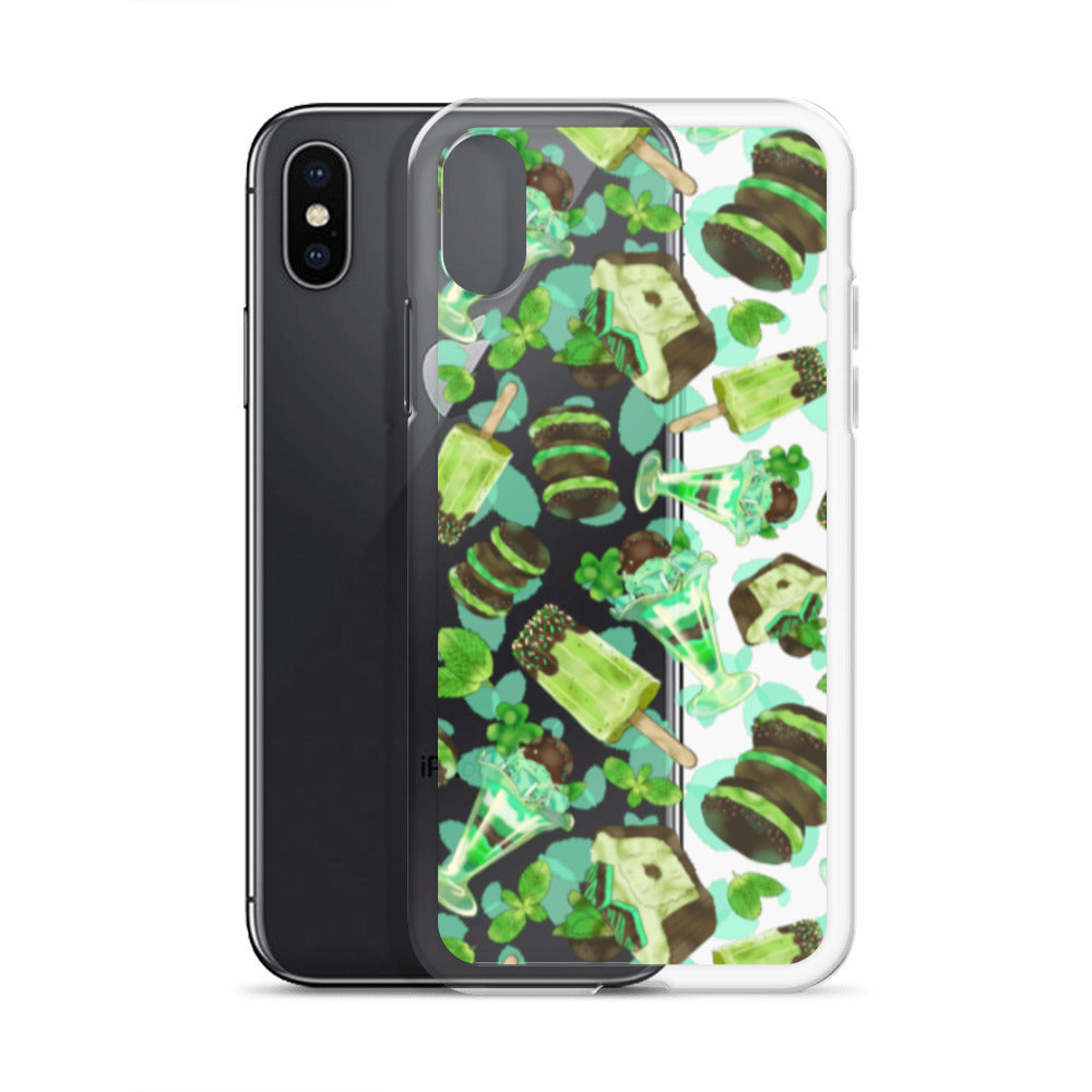 Choco Mint iPhone® Clear Case features a vibrant design, offering protection against scratches and dirt. Perfect for style!