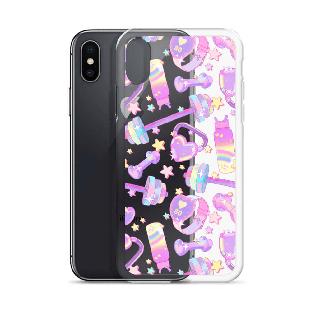 Stylish Glitter Gains iPhone® Clear Case offers sleek protection with a solid back and flexible sides for easy handling.