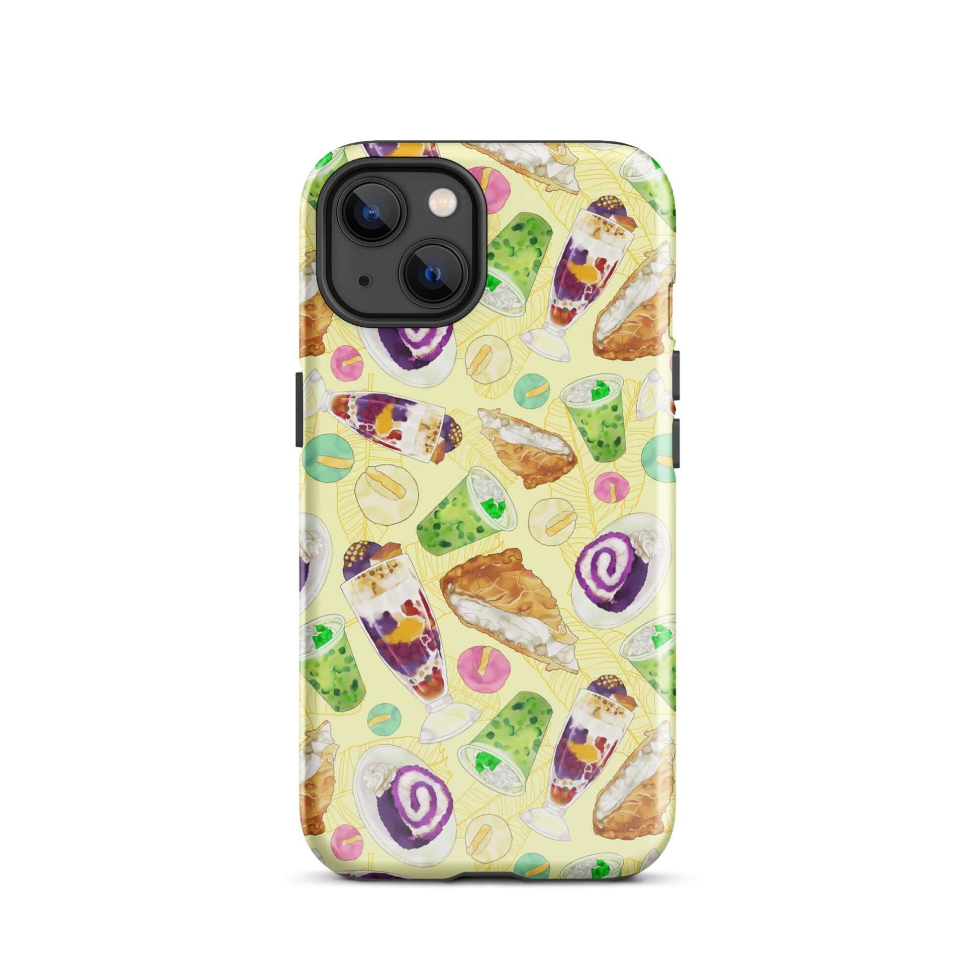 Colorful Filipino Dessert iPhone® Tough Case featuring traditional treats, perfect for protecting your device with style.