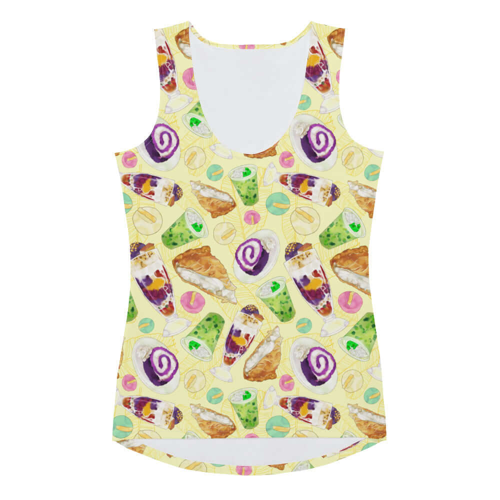 Colorful Filipino Dessert Tank Top featuring traditional treats, perfect for showcasing your heritage. Ideal for any wardrobe!