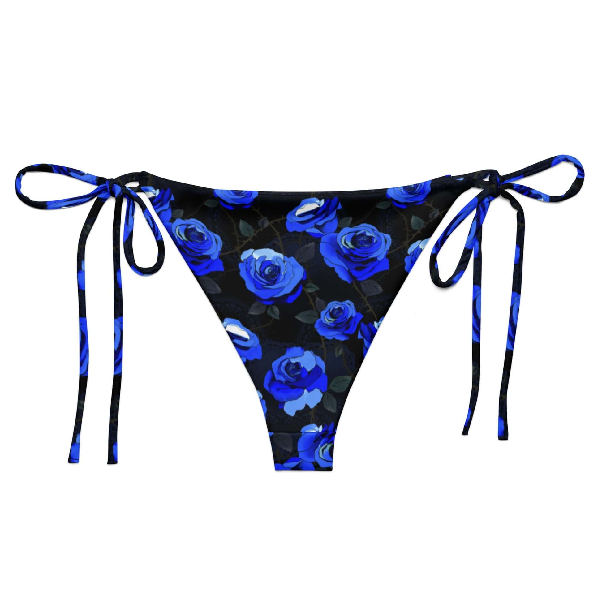 Stylish Enchanted Rose String Bikini Bottom, perfect for sunbathing with adjustable straps and UPF 50+ protection.