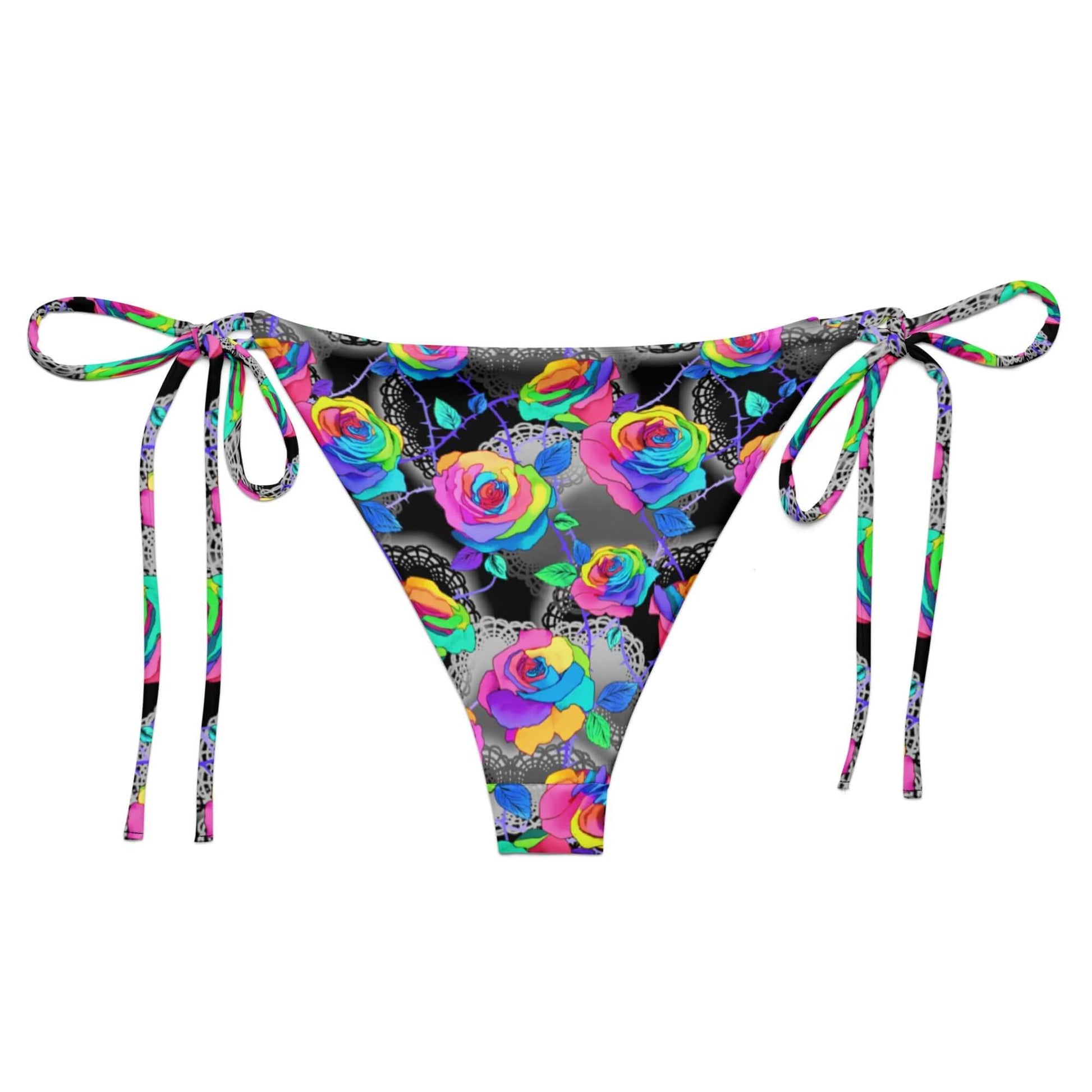 Shop the Enchanted Rose String Bikini Bottom, perfect for sunbathing with its soft, stretchy recycled fabric and adjustable straps.