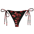 Stylish Enchanted Rose String Bikini Bottom with adjustable ties, perfect for sunbathing by the pool this summer.