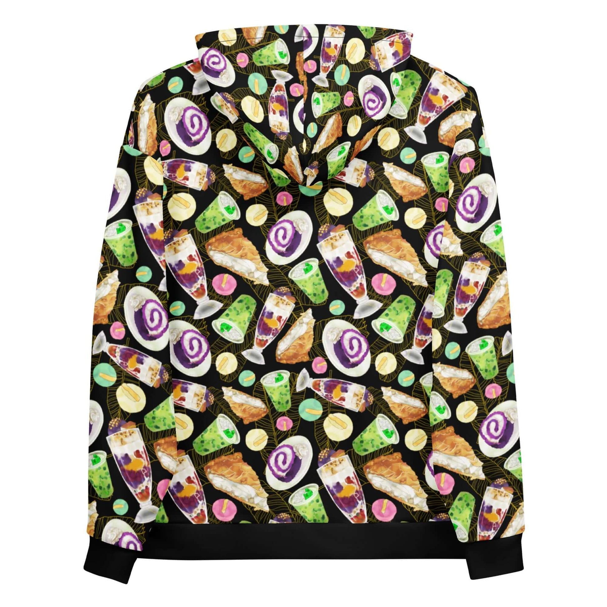 Colorful Filipino Dessert Hoodie featuring iconic treats, perfect for cozy comfort and nostalgic flavors.