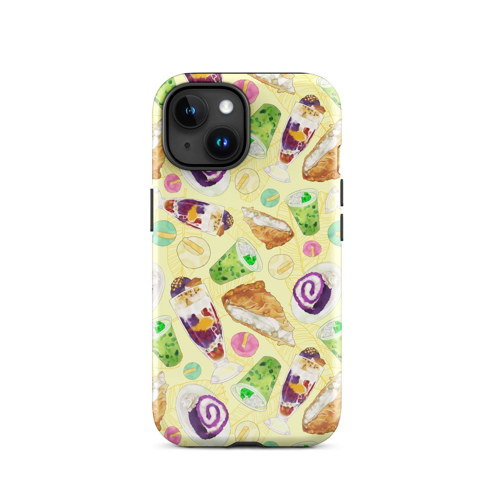 Colorful Filipino Dessert iPhone® Tough Case featuring popular treats, perfect for showcasing your love of Filipino cuisine.