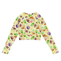 Sustainable Filipino Dessert Long-sleeved Crop Top with vibrant dessert graphics for a playful, stylish look.