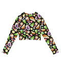 Sustainable Filipino Dessert Long-sleeved Crop Top with vibrant graphics of classic treats for eco-friendly style.