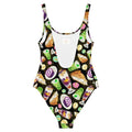 Stylish Filipino Dessert One-Piece Swimsuit featuring vibrant dessert prints, perfect for beach outings.