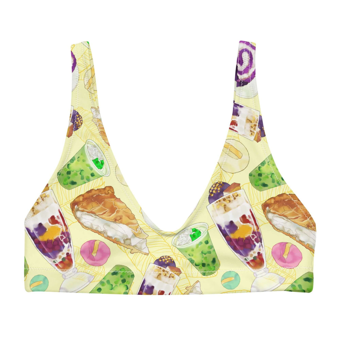 Vibrant Filipino Dessert Padded Bikini Top featuring delightful prints inspired by beloved Filipino treats.