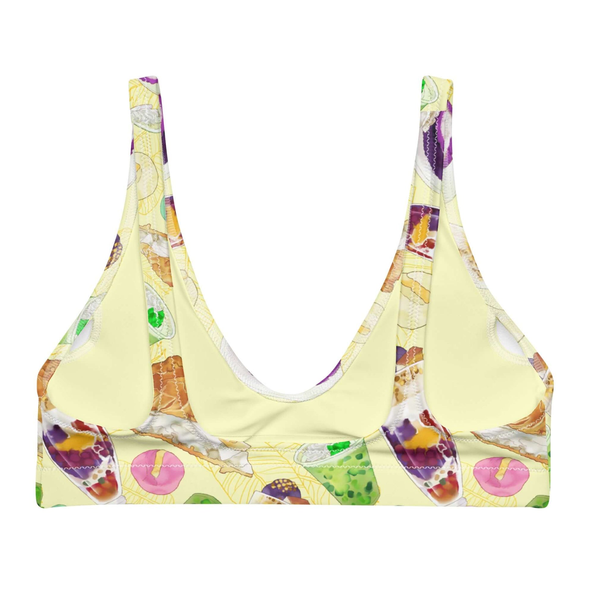 Vibrant Filipino Dessert Padded Bikini Top showcasing colorful prints inspired by beloved Filipino treats.