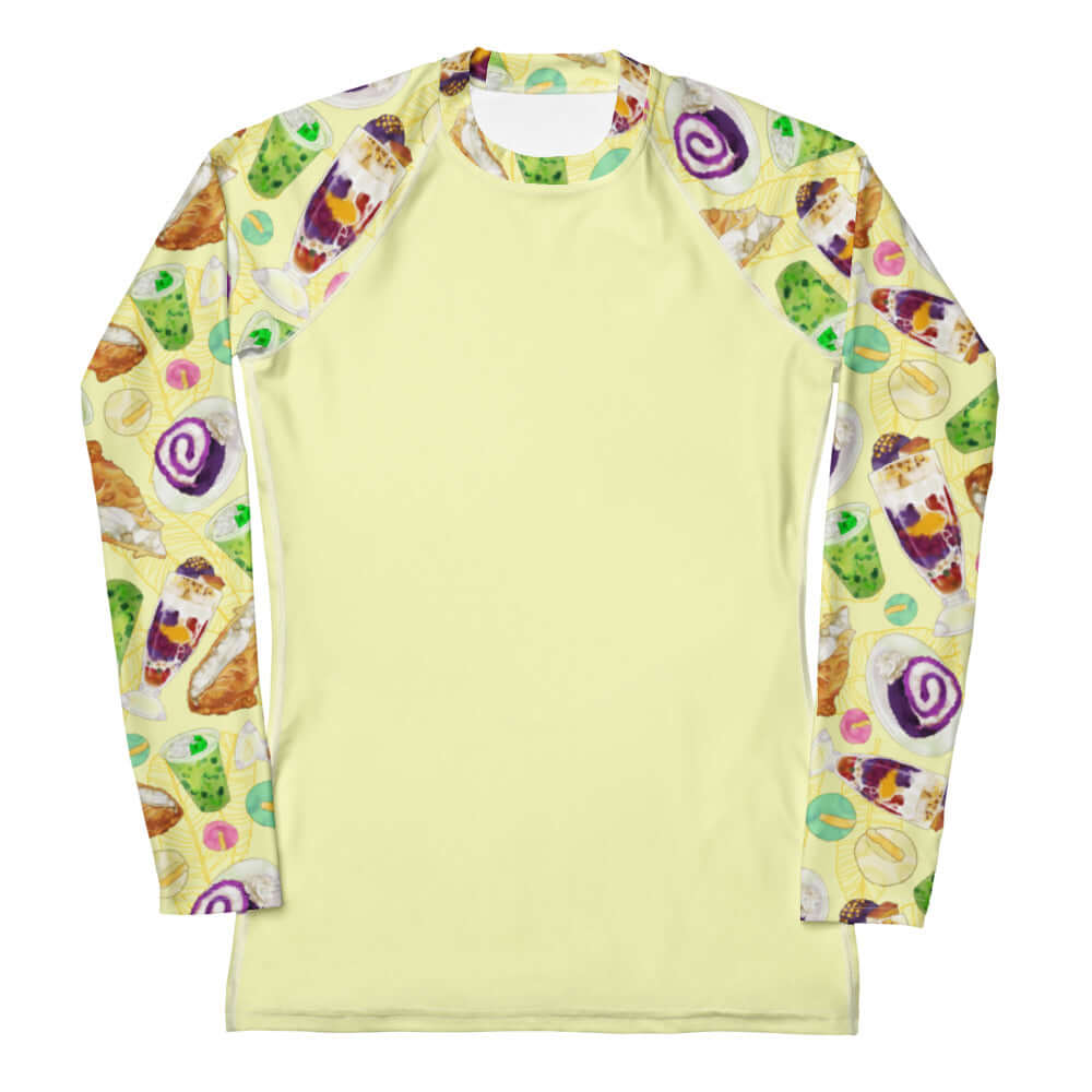Stylish Filipino Dessert Rash Guard featuring vibrant designs inspired by traditional desserts for active lifestyles.
