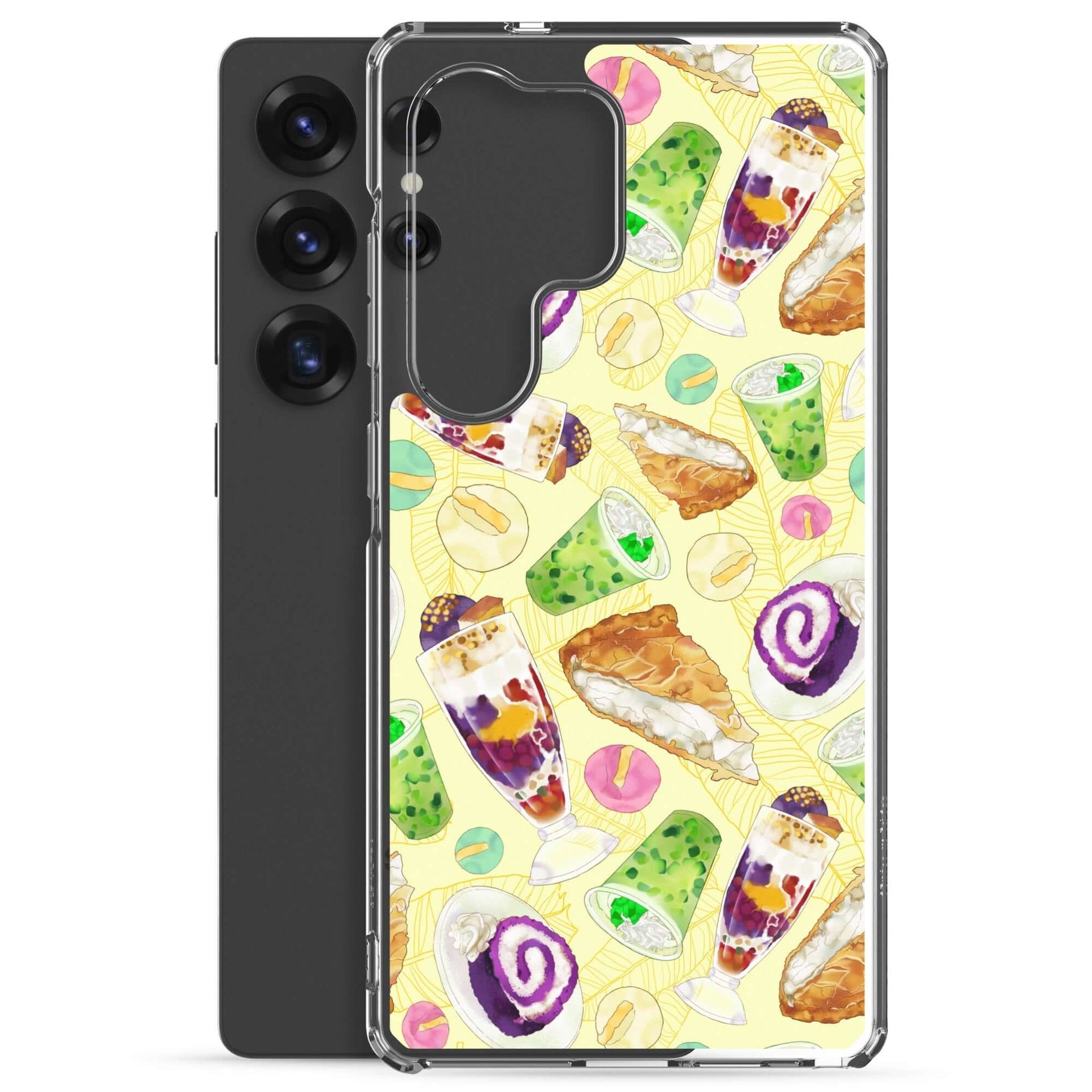 Showcase your love for sweets with the Filipino Dessert Samsung® Clear Case, featuring ube rolls and halo-halo designs.