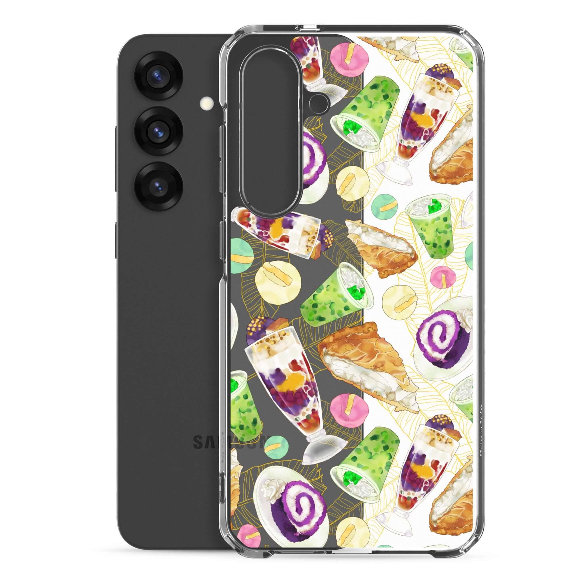 Discover the Filipino Dessert Samsung® Clear Case featuring vibrant ube rolls and halo-halo for sweet style.