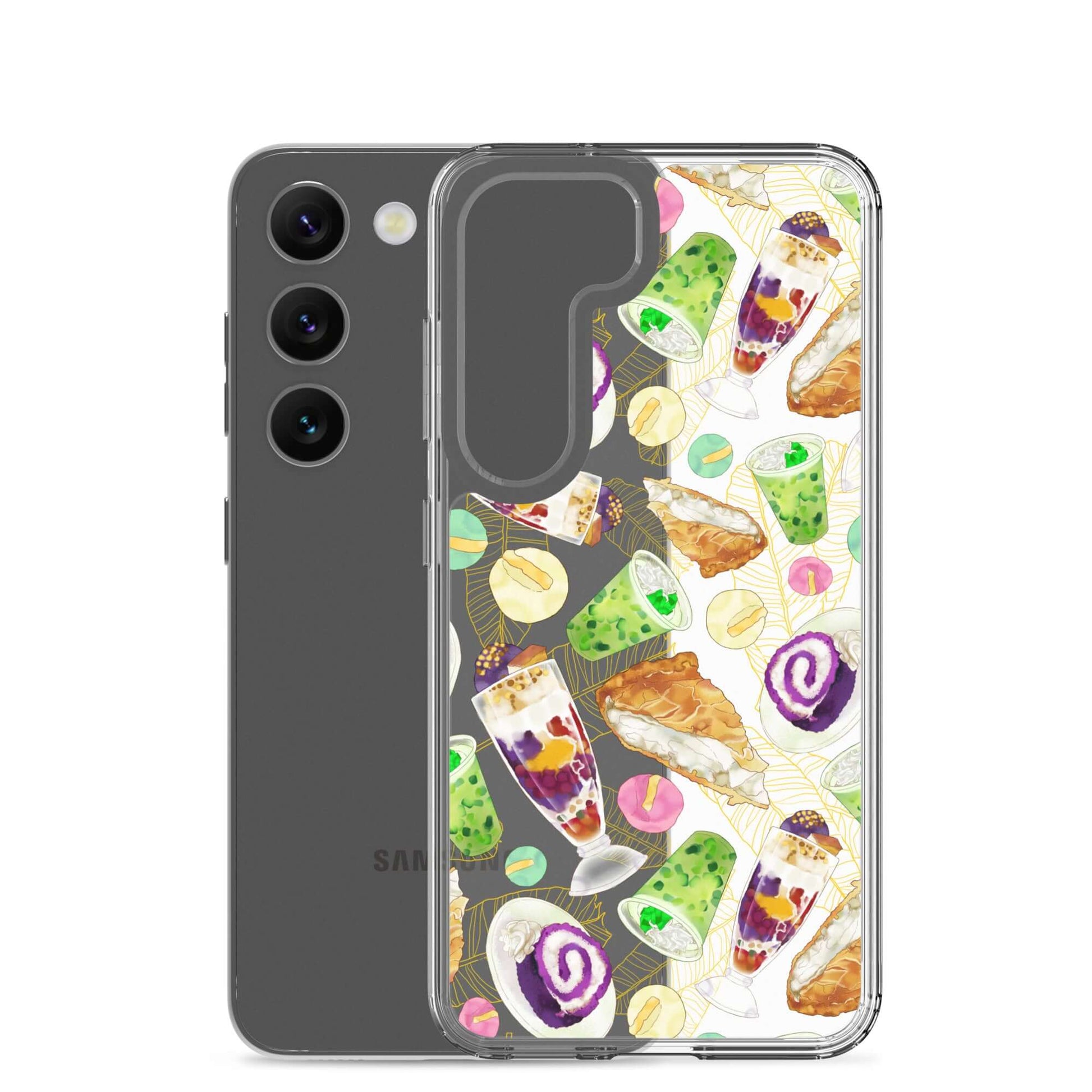 Showcase your style with the Filipino Dessert Samsung® Clear Case featuring delightful ube rolls and halo-halo treats.