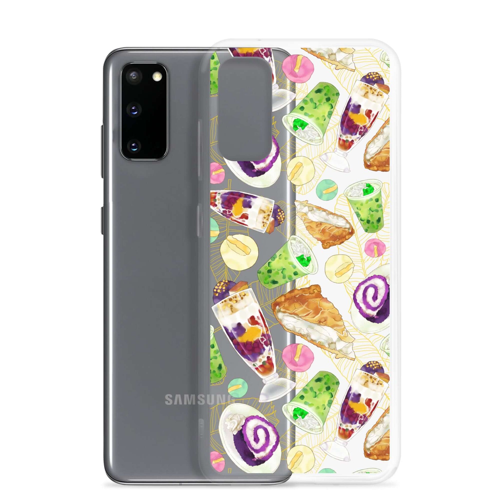 Discover the Filipino Dessert Samsung® Clear Case featuring vibrant ube rolls and halo-halo to sweeten your phone's style!