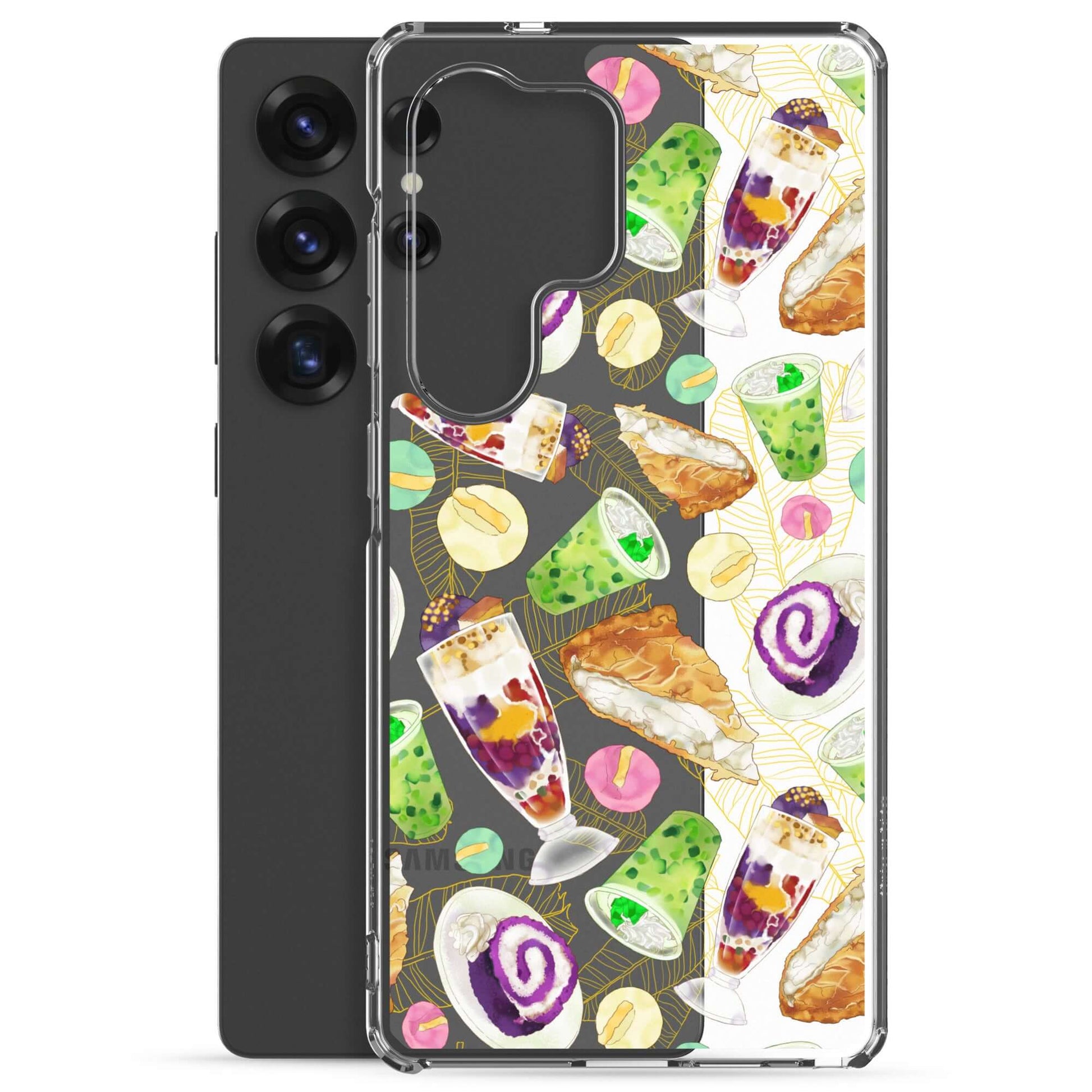 Showcase your love for sweets with the Filipino Dessert Samsung® Clear Case featuring vibrant ube rolls and halo-halo.