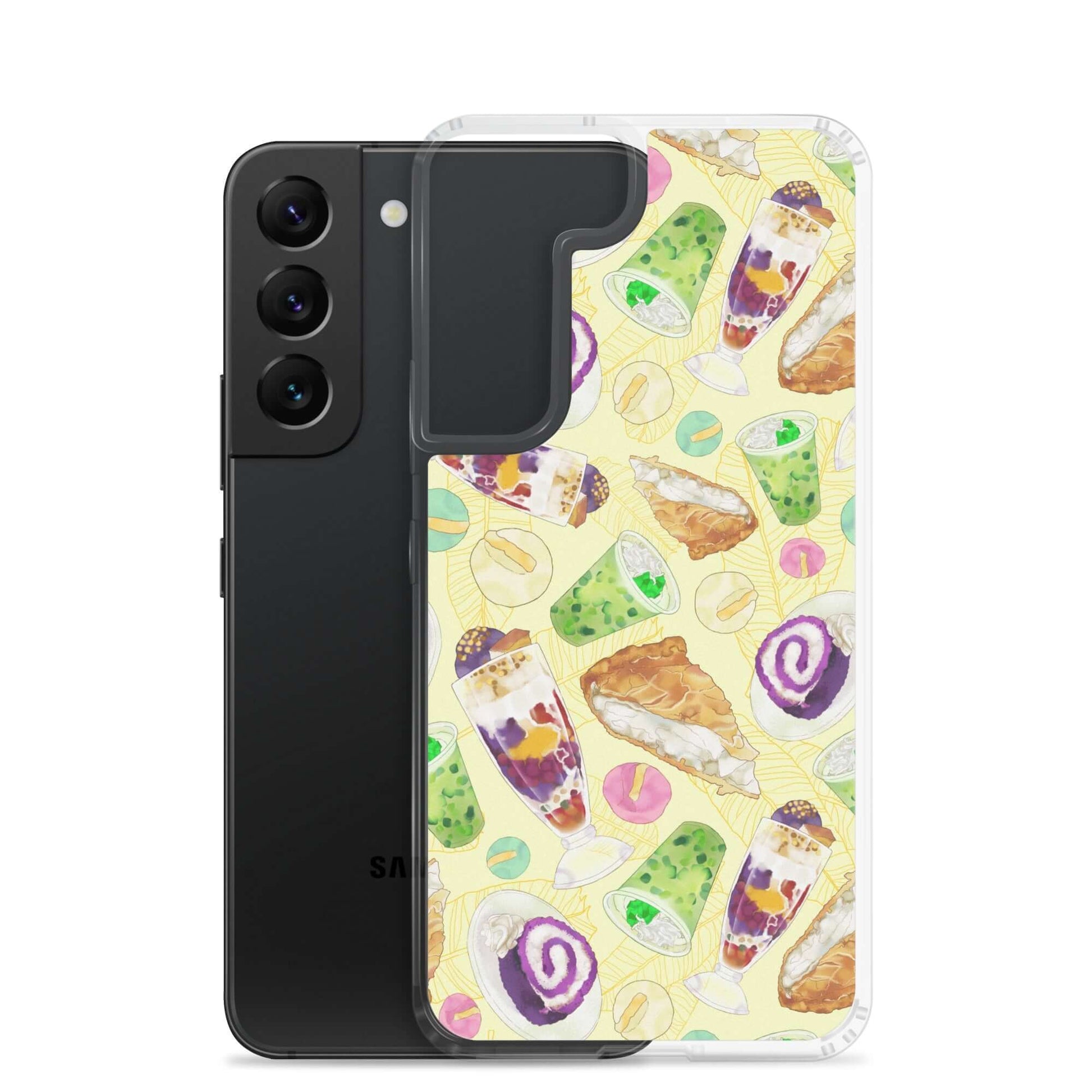Showcase your style with the Filipino Dessert Samsung® Clear Case, featuring vibrant ube rolls and halo-halo designs.