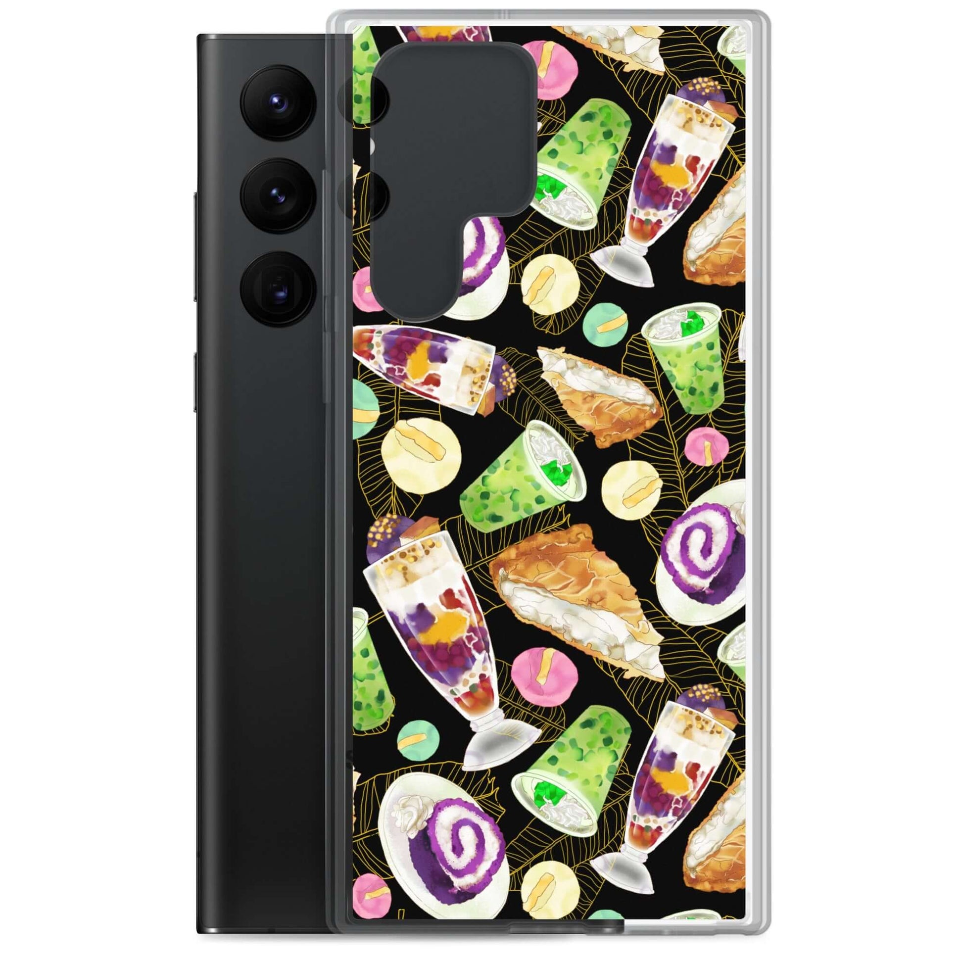 Showcase your style with the Filipino Dessert Samsung® Clear Case, featuring vibrant ube rolls and halo-halo treats.