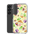 Colorful Filipino Dessert Samsung® Clear Case featuring ube rolls and halo-halo, perfect for sweet tooth lovers.