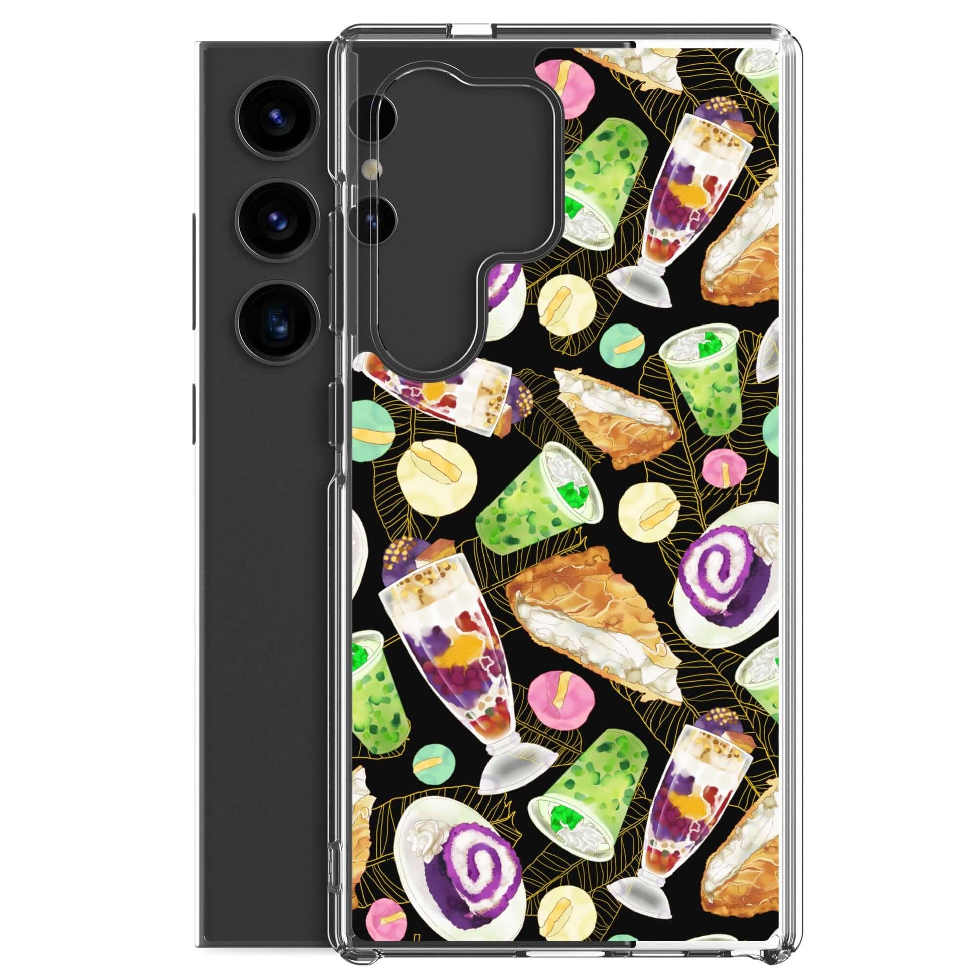 Show off the Filipino Dessert Samsung® Clear Case featuring colorful ube rolls and halo-halo for sweet style.