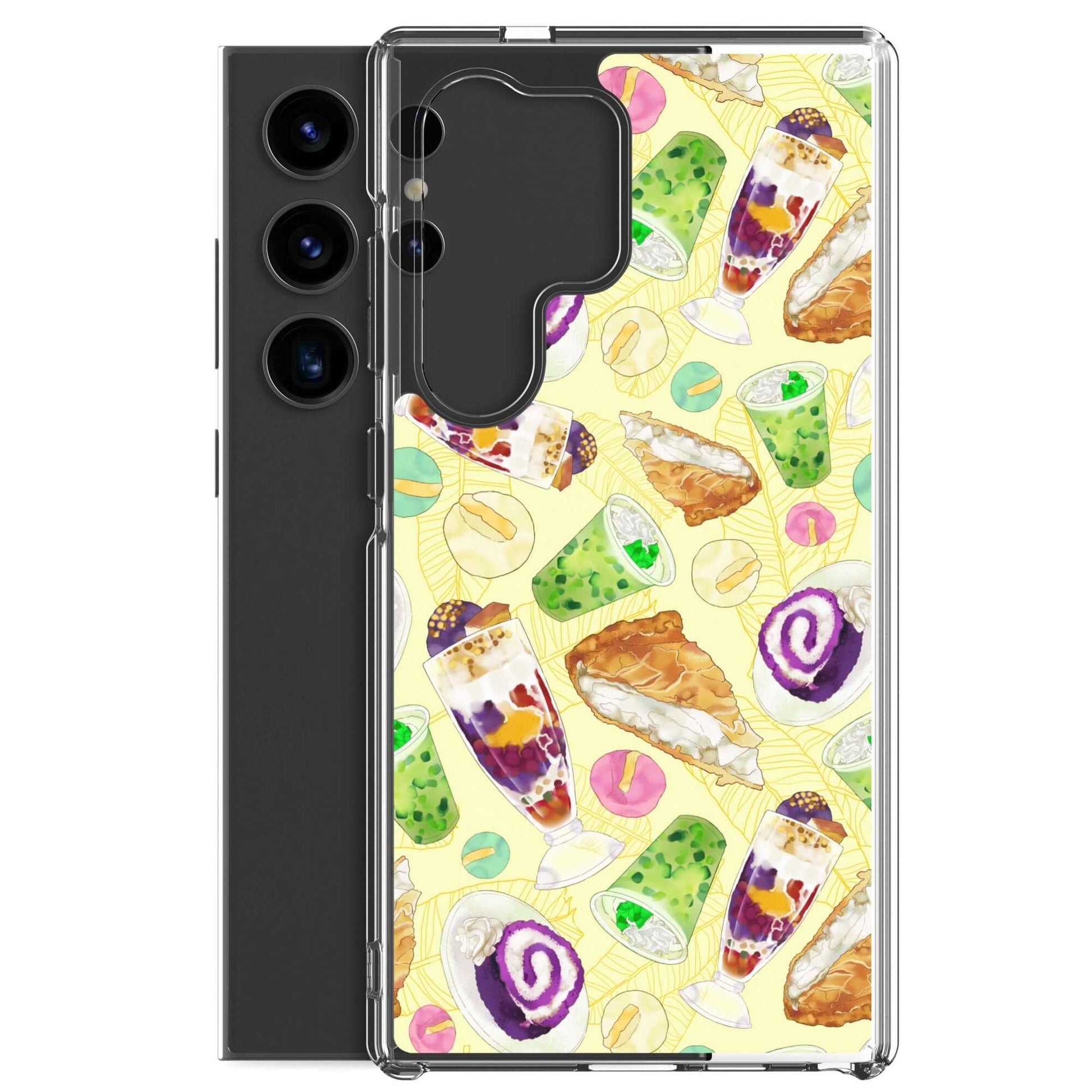 Showcase your love for treats with the Filipino Dessert Samsung® Clear Case featuring vibrant ube rolls and halo-halo.