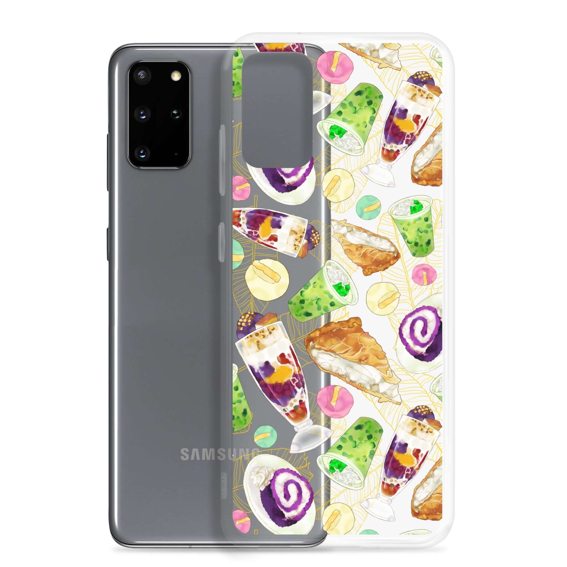 Showcase your style with the Filipino Dessert Samsung® Clear Case, featuring delightful ube rolls and halo-halo treats.
