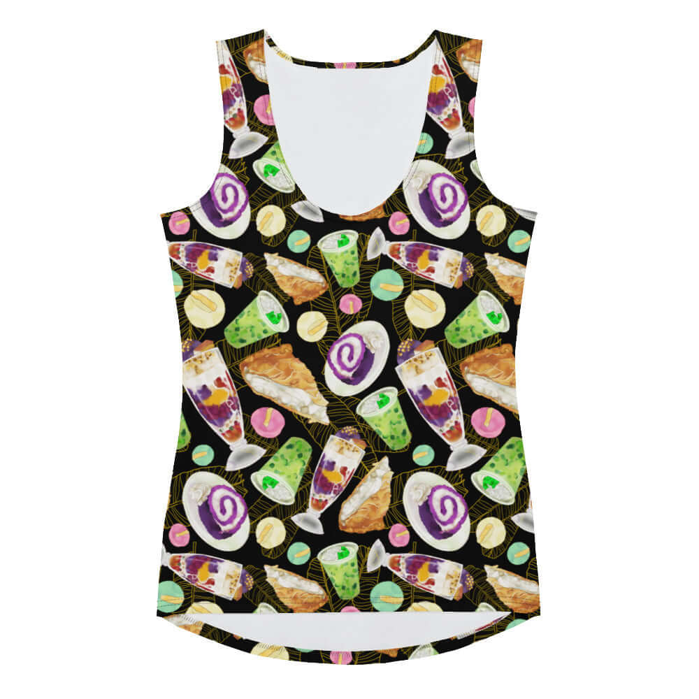 Colorful Filipino Dessert Tank Top featuring traditional treats, perfect for showcasing your Filipino heritage!