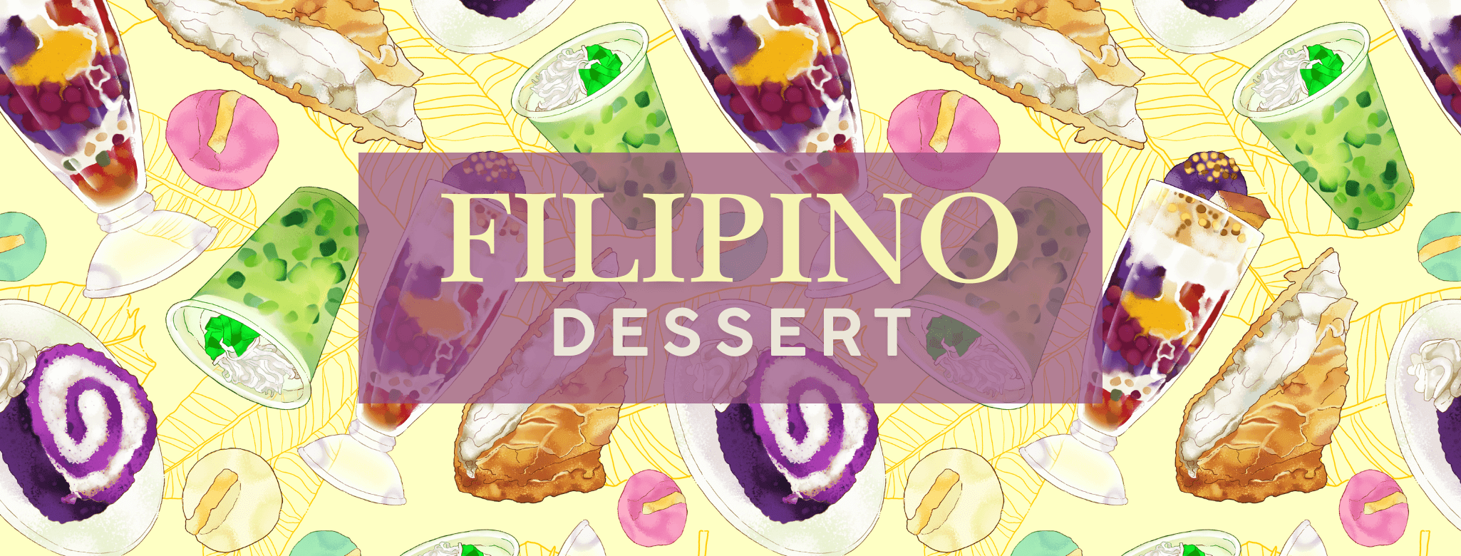 A colorful array of Filipino desserts, including purple yam roll and sweet treats, showcasing a delightful culinary tradition.slider_item_TT7dQw