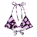 Gamer Girl Padded String Bikini Top with vibrant gaming-themed print, perfect for summer fun and eco-friendly style.
