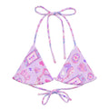 Stylish Gamer Girl Padded String Bikini Top in eco-friendly fabric, perfect for summer fun and beach adventures.