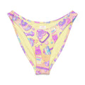 V-cut bikini bottom with playful pastel graphics, perfect for summer fun and stylish beach days.