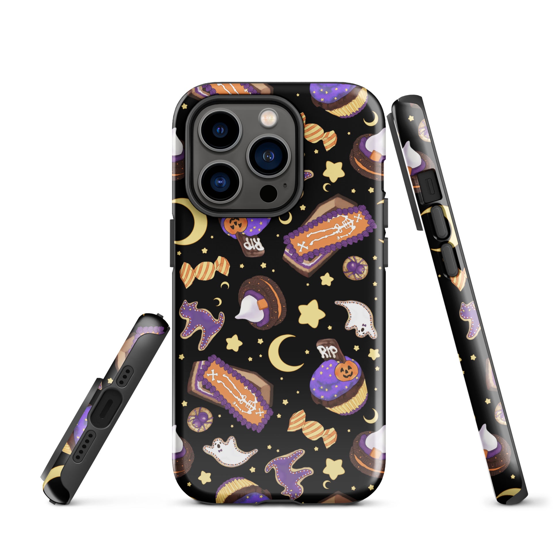 Stylish Halloween Treat iPhone® Tough Case featuring festive designs, perfect for protecting your phone in style.