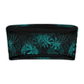 Higanbana bandeau bikini top in teal floral design, soft, strapless for comfort and UPF 50+ sun protection.