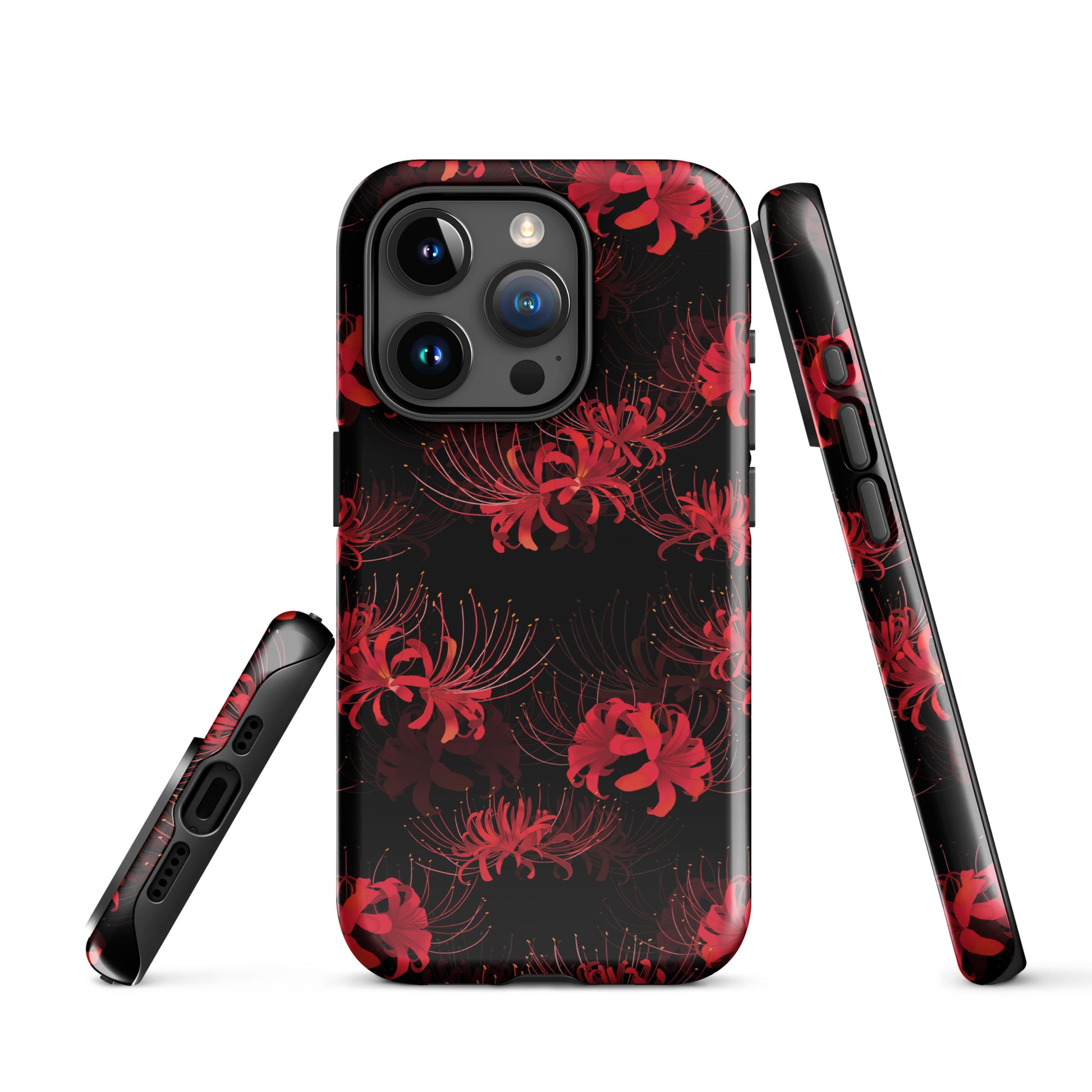 Stylish Higanbana iPhone® Tough Case featuring a floral design, offering durable protection for your phone.