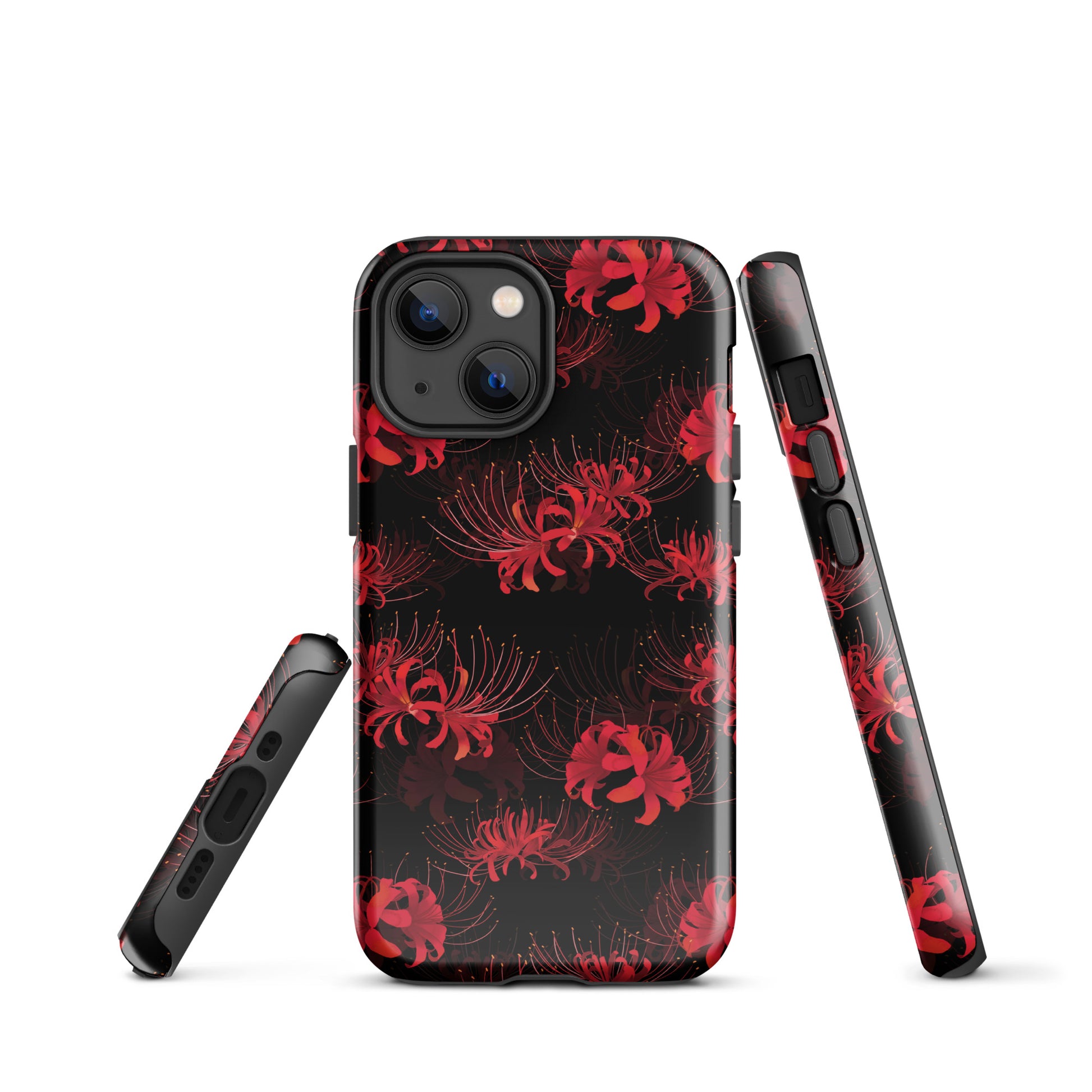 Higanbana iPhone® Tough Case featuring a stylish floral design, perfect for protection and fashion year-round.