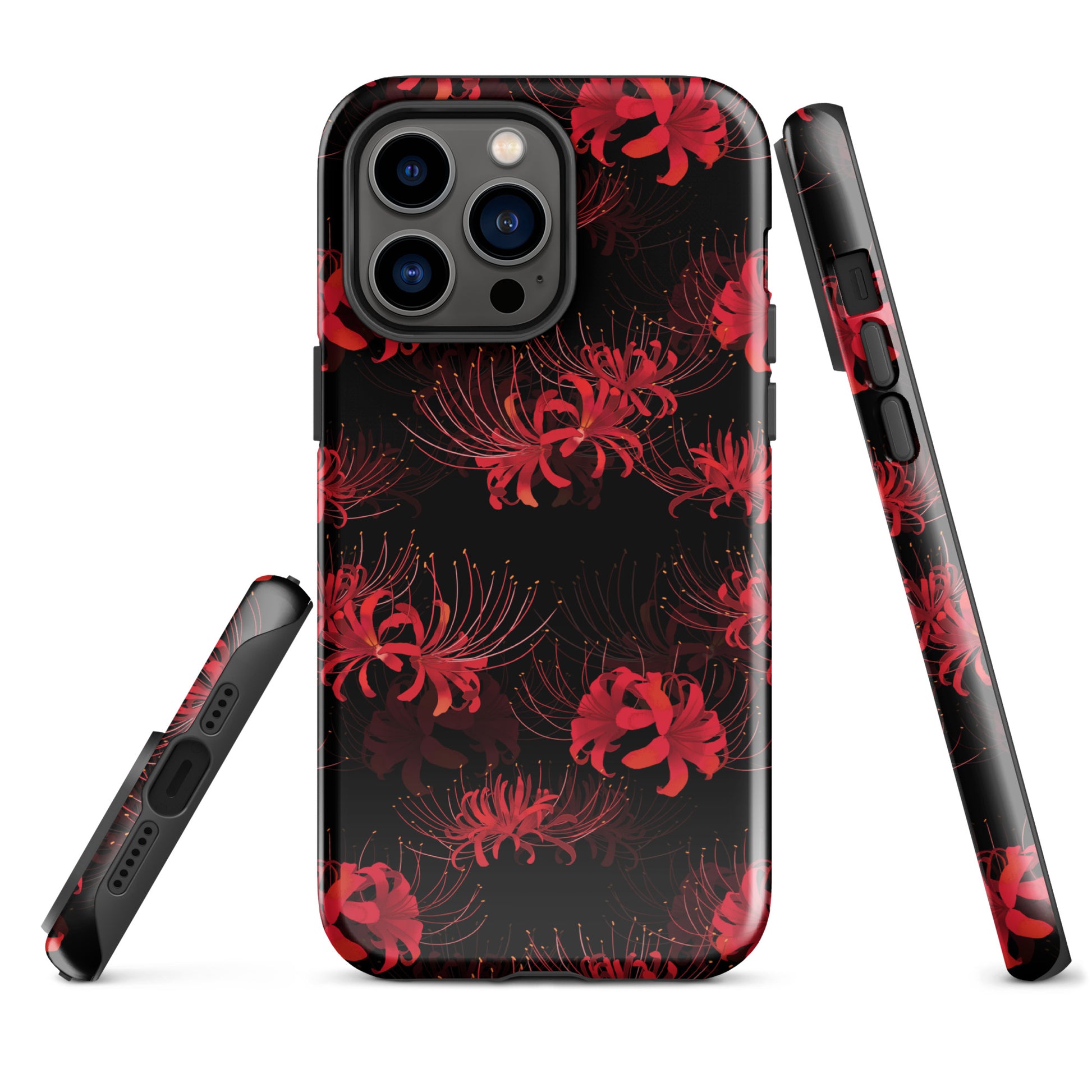 Durable Higanbana iPhone® Tough Case with floral design, offering stylish protection for your device.