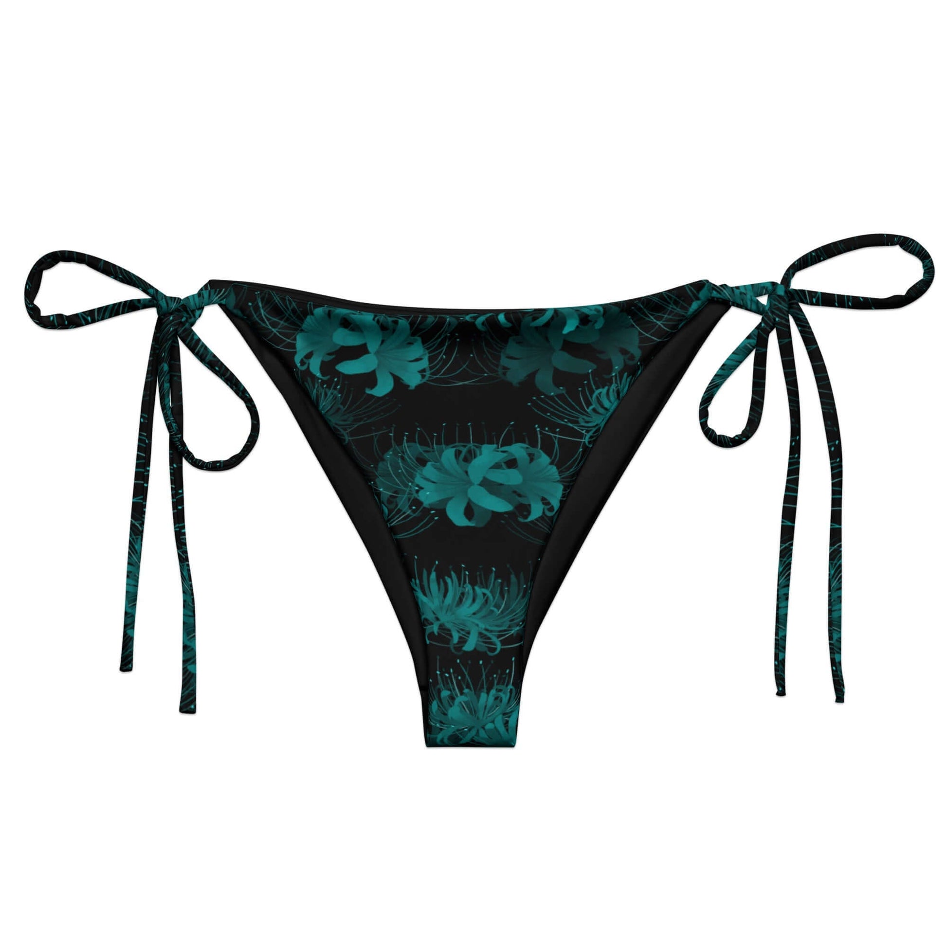 Higanbana String Bikini Bottom features a floral design, perfect for summer sunbathing by the poolside.