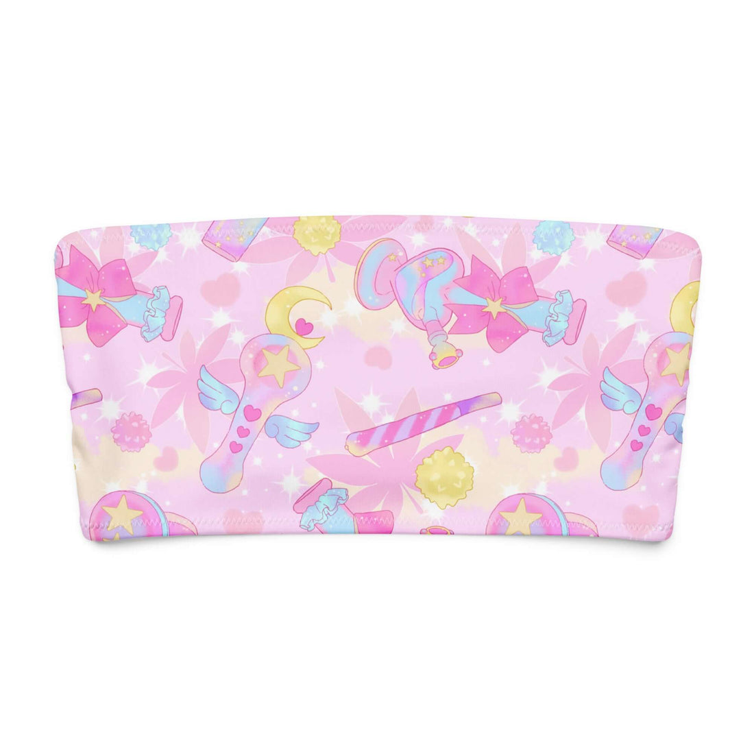 Indica Magica Bandeau Bikini Top with whimsical pastel magical pattern, perfect for summer fun and style.